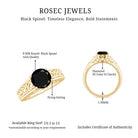 Vintage Style Black Spinel Diamond Engagement Ring with Celtic Knot AAA - Rosec Jewels