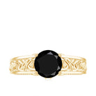 Vintage Style Black Spinel Diamond Engagement Ring with Celtic Knot AAA - Rosec Jewels