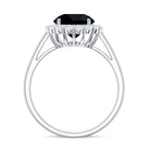 Natural 2.6 Carat Black Spinel Engagement Ring with Diamond Halo AAA - Rosec Jewels