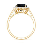 Natural 2.6 Carat Black Spinel Engagement Ring with Diamond Halo AAA - Rosec Jewels