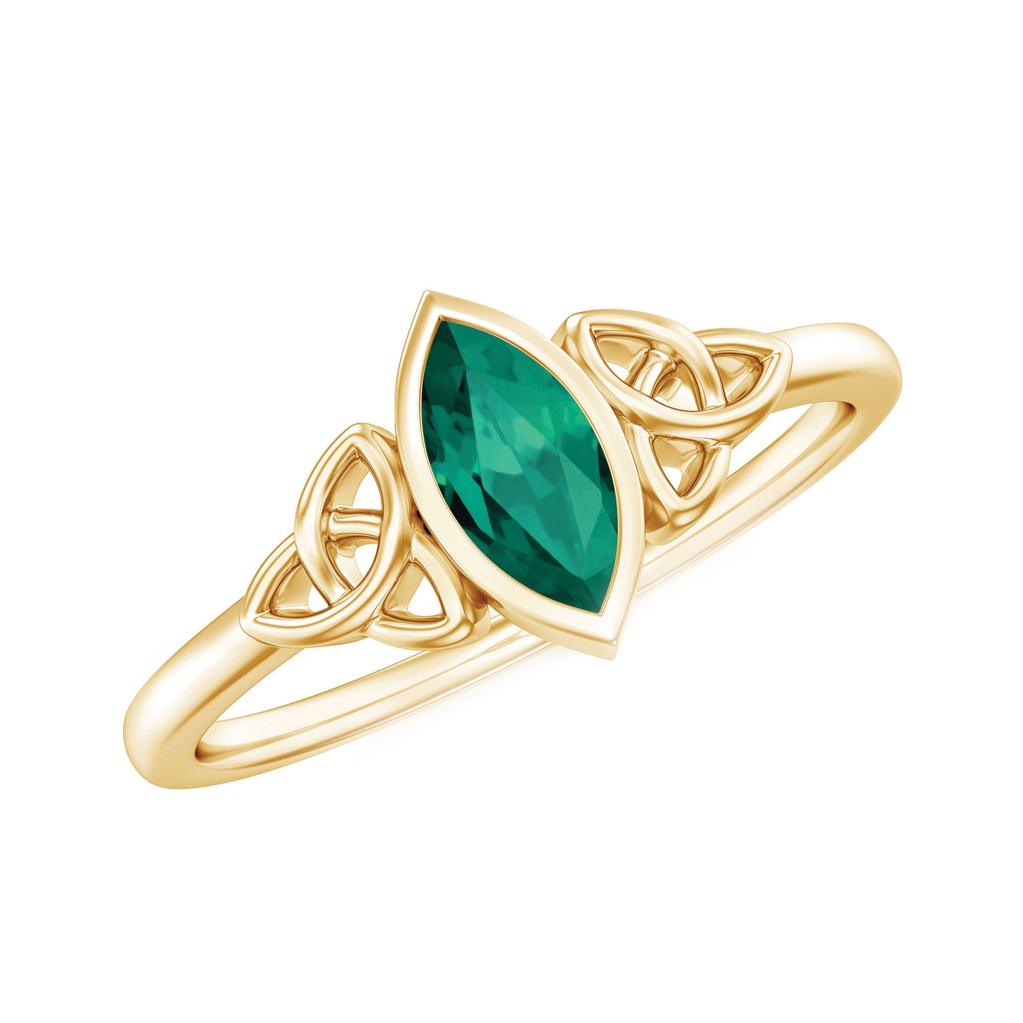 Marquise Cut Lab Created Emerald Promise Ring in Gold Plated Silver