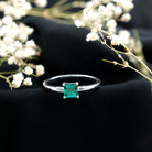 Certified Lab Grown Emerald Princess Cut Engagement Ring AAAA - Rosec Jewels