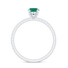 Certified Lab Grown Emerald Solitaire Engagement Ring with Diamond AAAA - Rosec Jewels