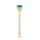 Certified Lab Grown Emerald Solitaire Engagement Ring with Diamond AAAA - Rosec Jewels