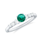 Rosec Jewels-Round Lab Grown Emerald Diamond Promise Ring with Certificate