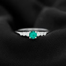 Rosec Jewels-Round Lab Grown Emerald Diamond Promise Ring with Certificate