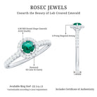 Certified Lab Grown Emerald Diamond Halo Engagement Ring AAAA - Rosec Jewels