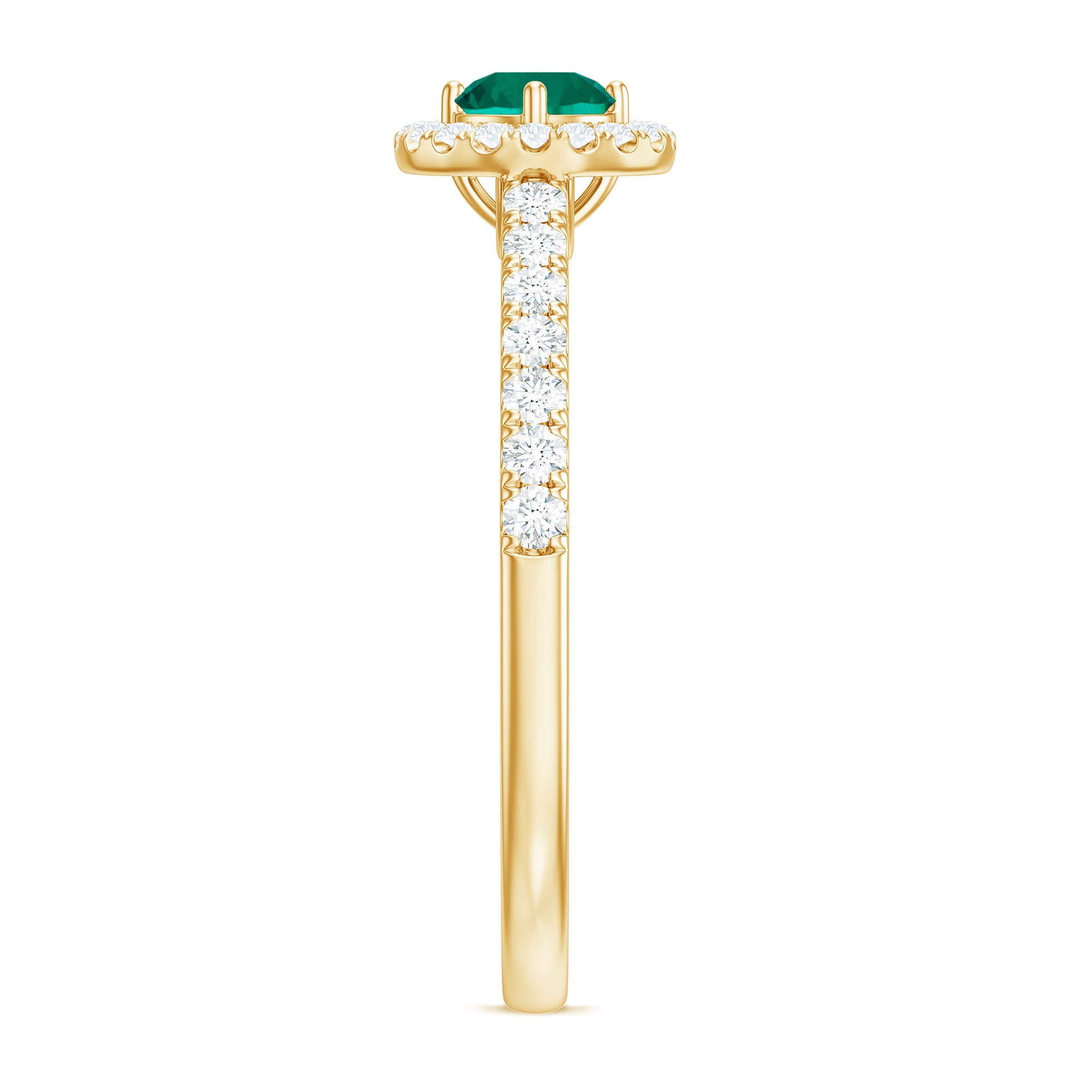 Certified Lab Grown Emerald Diamond Halo Engagement Ring AAAA - Rosec Jewels