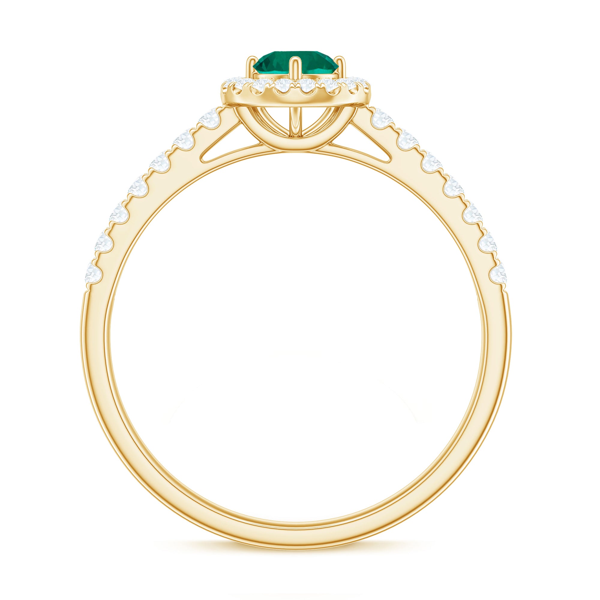 Certified Lab Grown Emerald Diamond Halo Engagement Ring AAAA - Rosec Jewels