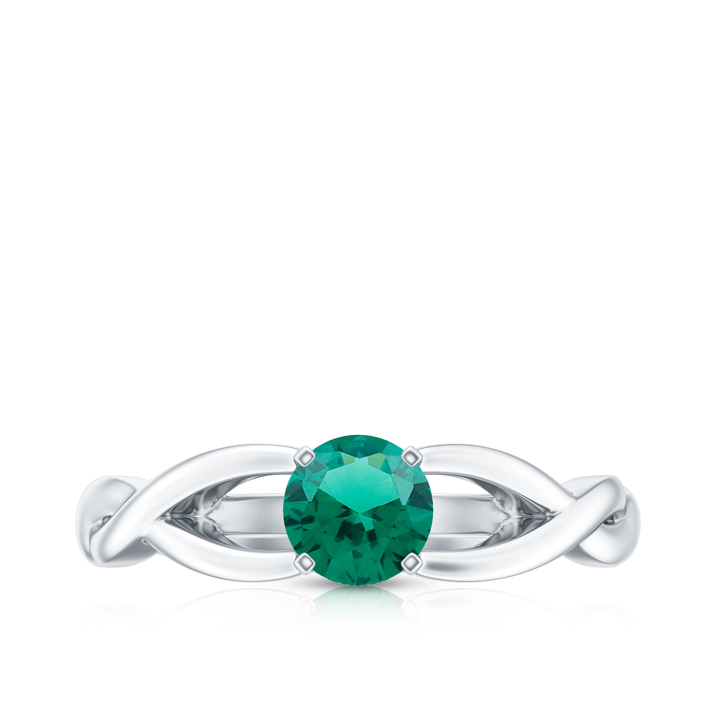 Rosec Jewels-Certified Lab Grown Emerald Crossover Ring with Diamond