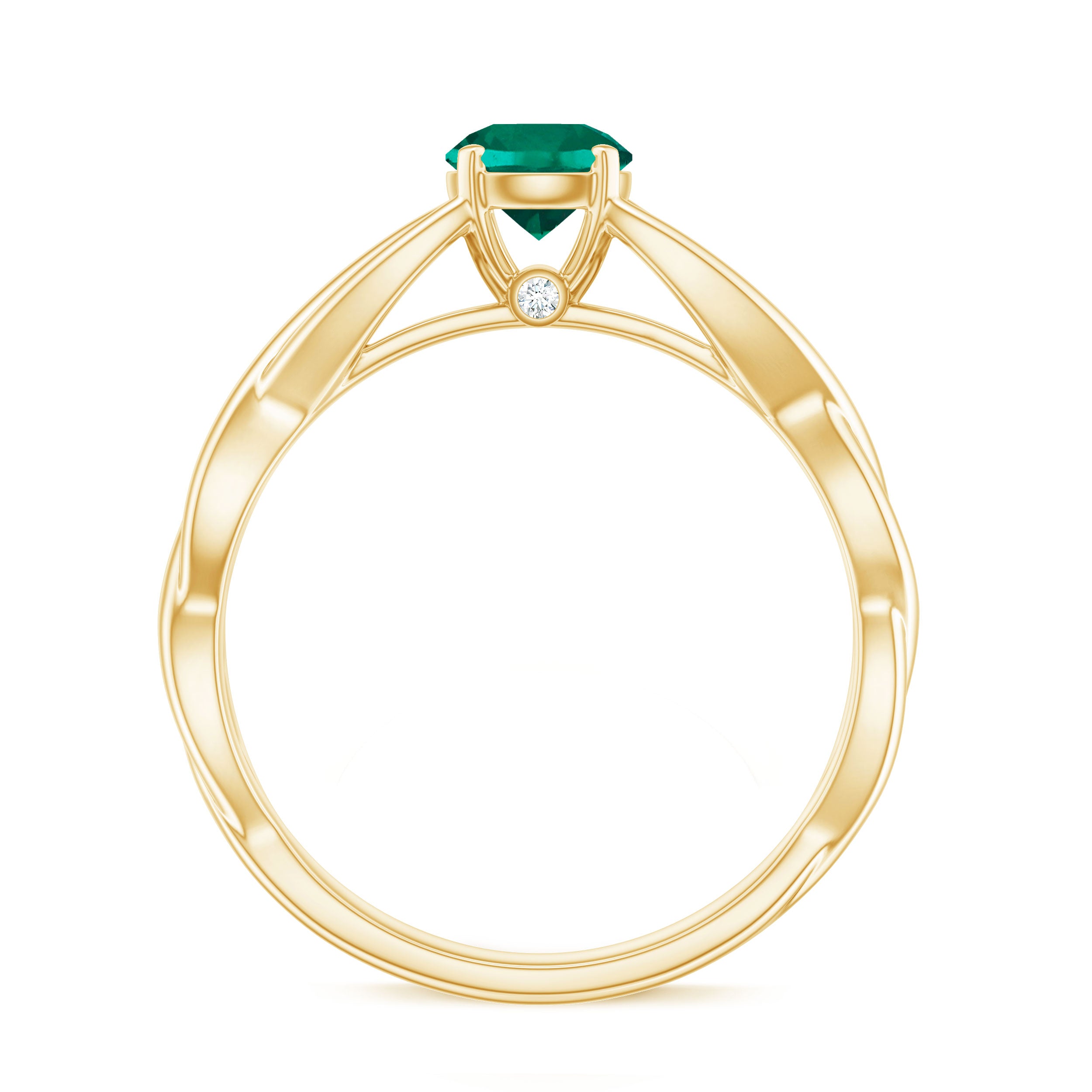 Rosec Jewels-Certified Lab Grown Emerald Crossover Ring with Diamond
