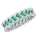 Certified Baguette Lab Grown Emerald Braided Wedding Band with Moissanite AAAA - Rosec Jewels