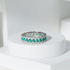 Certified Baguette Lab Grown Emerald Braided Wedding Band with Moissanite AAAA - Rosec Jewels