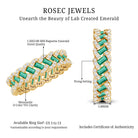 Certified Baguette Lab Grown Emerald Braided Wedding Band with Moissanite AAAA - Rosec Jewels