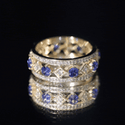 Lab Created Blue Sapphire and Diamond Full Eternity Band Ring AAAA - Rosec Jewels