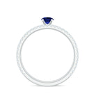 Certified 0.6 Carat Lab Grown Blue Sapphire Engagement Ring Set with Diamond AAAA - Rosec Jewels