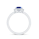 Certified 1.5 Carat Oval Lab Grown Blue Sapphire Engagement Ring with Diamond Halo AAAA - Rosec Jewels