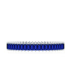 Certified Lab Grown Blue Sapphire Baguette Eternity Band Ring AAAA - Rosec Jewels