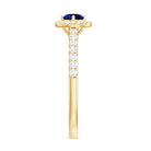 Certified 0.6 Carat Lab Grown Blue Sapphire Diamond Engagement Ring with Halo AAAA - Rosec Jewels