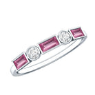 Pink Tourmaline and Diamond Stackable Ring in Bezel Setting AAA - Rosec Jewels