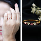 Pink Tourmaline and Diamond Stackable Ring in Bezel Setting AAA - Rosec Jewels