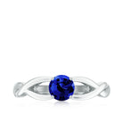 Certified 0.6 Carat Lab Grown Blue Sapphire Promise Ring with Surprise Diamond AAAA - Rosec Jewels