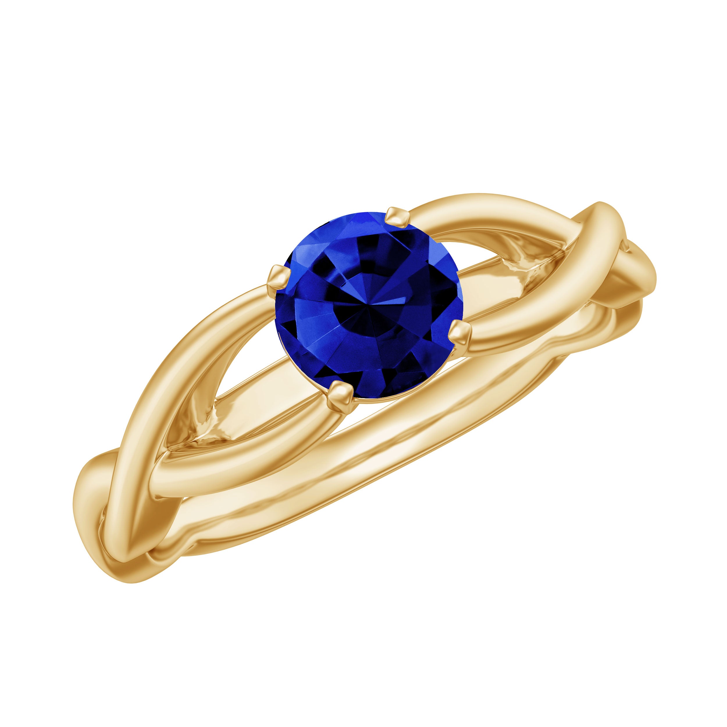Certified 0.6 Carat Lab Grown Blue Sapphire Promise Ring with Surprise Diamond AAAA - Rosec Jewels