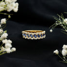 Certified Baguette Lab Grown Blue Sapphire Half Eternity Band with Diamond AAAA - Rosec Jewels