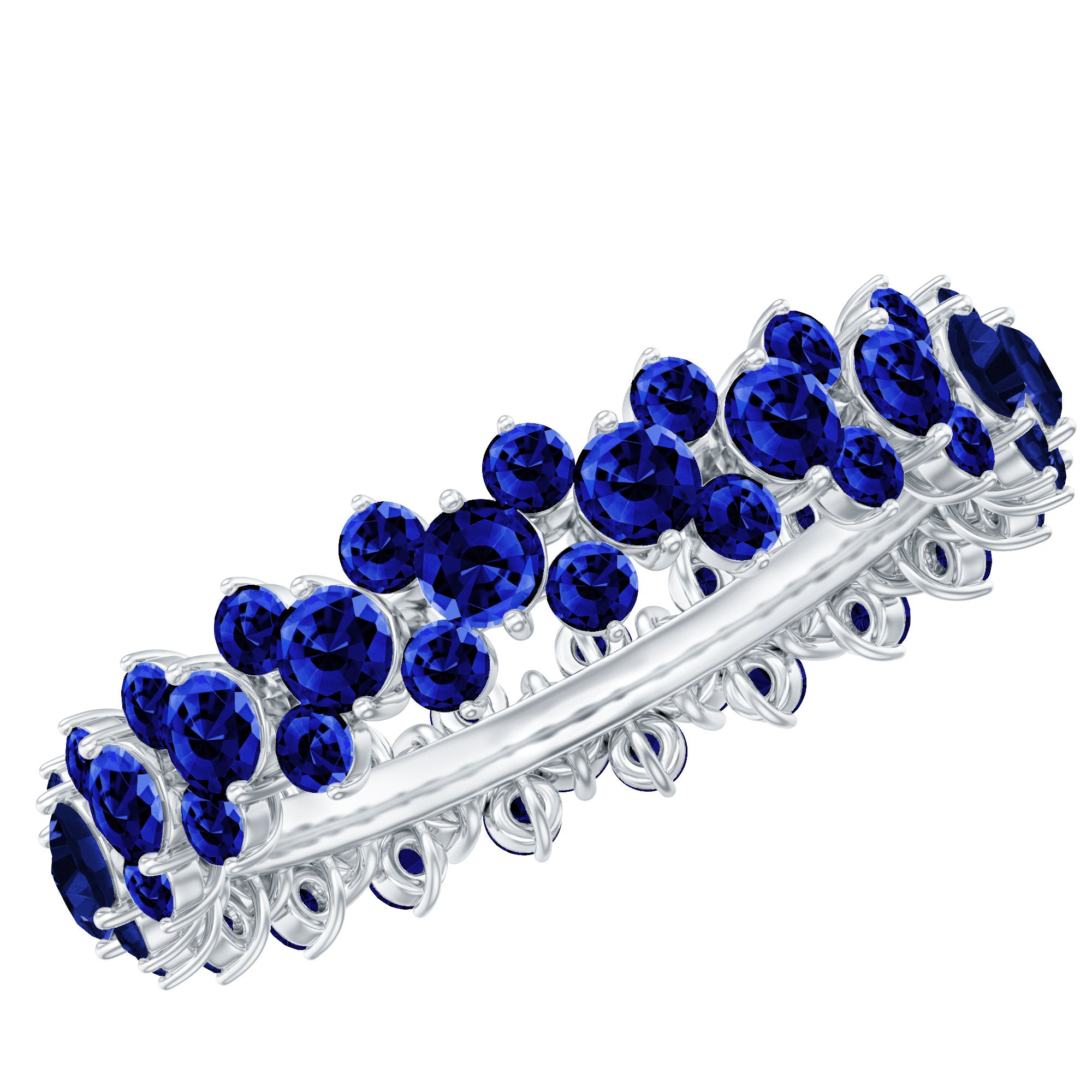 3.75 CT Prong Set Lab-Created Blue Sapphire Full Eternity Band Ring