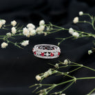 Rosec Jewels-Lab Grown Ruby Vintage Wedding Band Ring With Moissanite