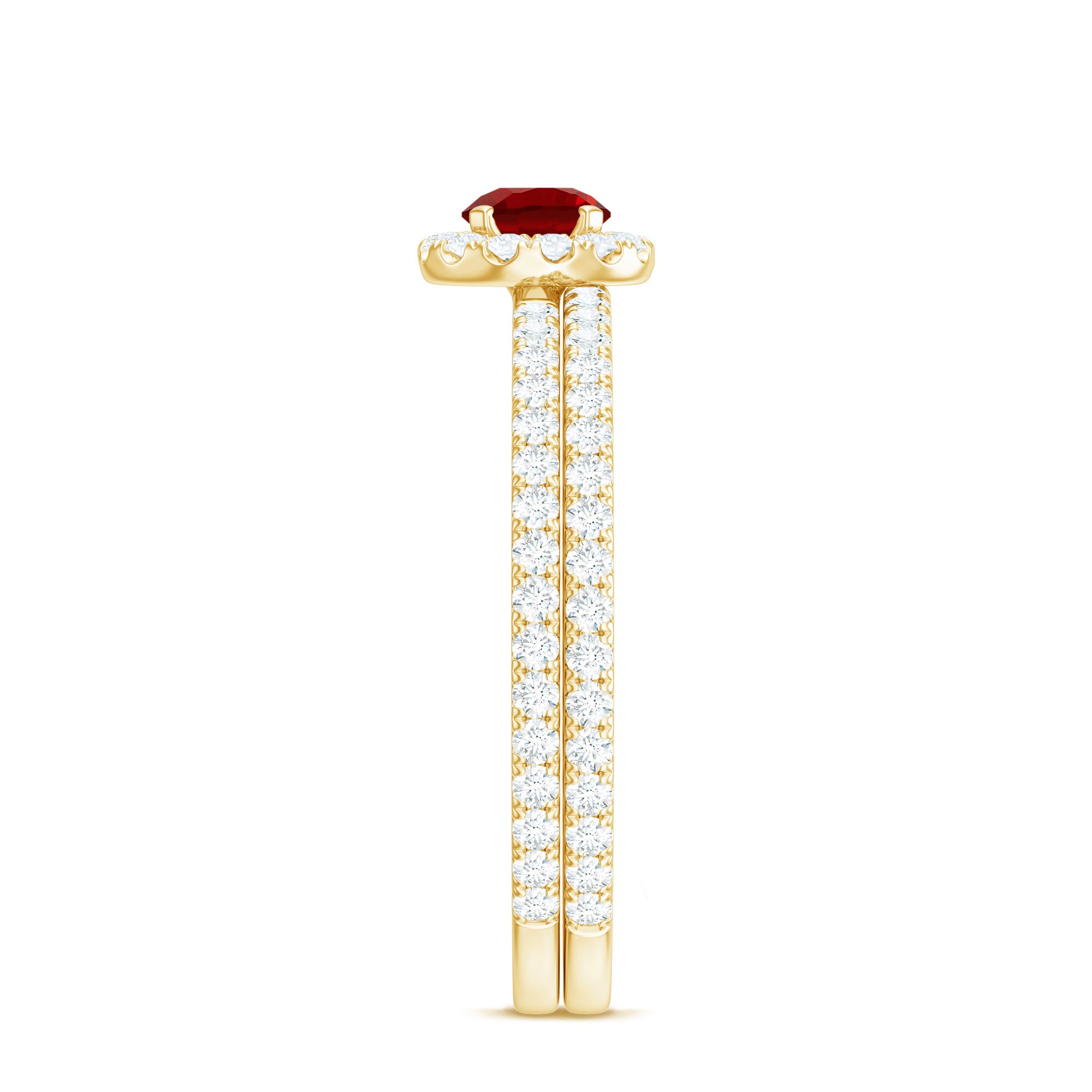 Certified Lab Grown Ruby Minimal Engagement Ring with Enhancer AAAA - Rosec Jewels