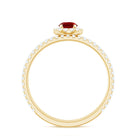 Certified Lab Grown Ruby Minimal Engagement Ring with Enhancer AAAA - Rosec Jewels