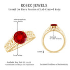 Rosec Jewels-Vintage Style Created Ruby Celtic Knot Band Ring with Surprise Diamond