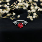 Rosec Jewels-7 MM Lab Created Ruby Solitaire Gold Filigree Ring