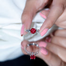 Rosec Jewels-7 MM Lab Created Ruby Solitaire Gold Filigree Ring