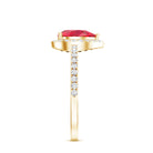 Created Ruby Halo Engagement Ring With Diamond Accent AAAA - Rosec Jewels