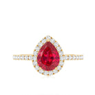 Created Ruby Halo Engagement Ring With Diamond Accent AAAA - Rosec Jewels
