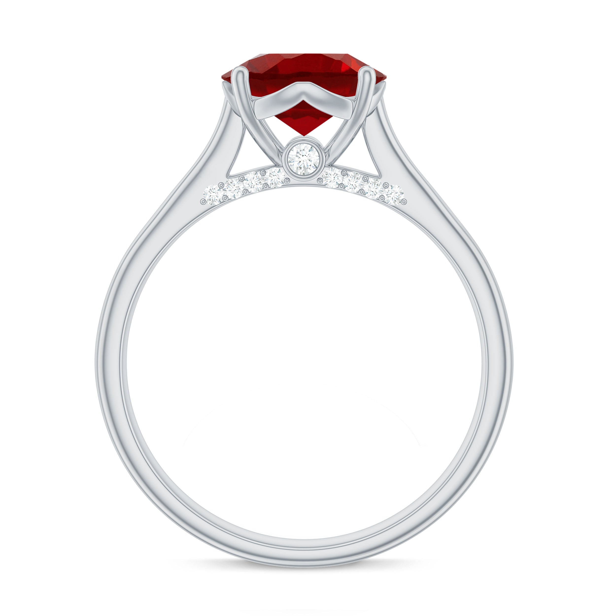 Rosec Jewels-Solitaire 8 MM Lab Created Ruby Engagement Ring with Surprise Diamonds
