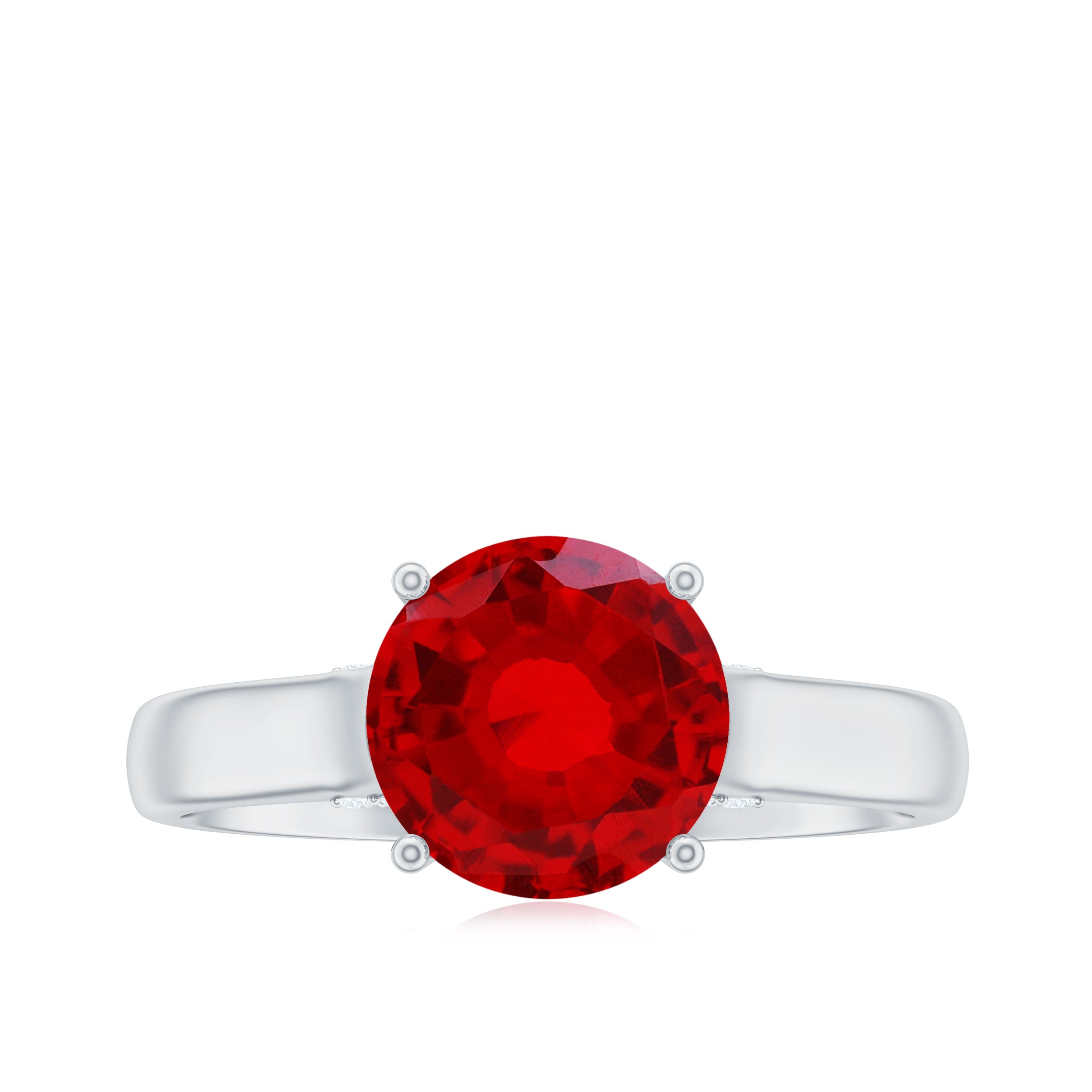 Rosec Jewels-Solitaire 8 MM Lab Created Ruby Engagement Ring with Surprise Diamonds