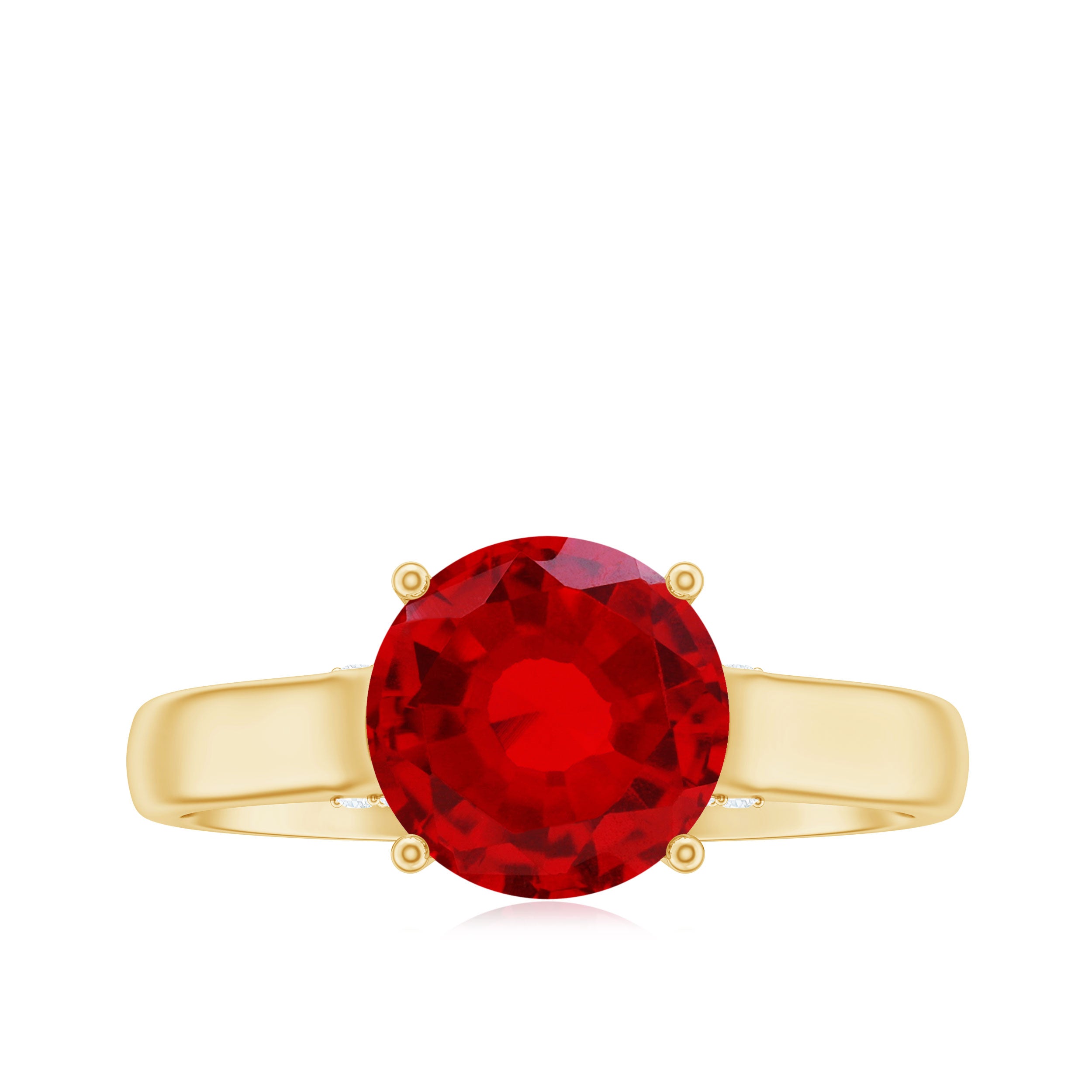 Rosec Jewels-Solitaire 8 MM Lab Created Ruby Engagement Ring with Surprise Diamonds