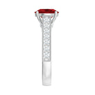 Created Ruby Solitaire Engagement Ring with Diamond AAAA - Rosec Jewels