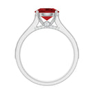 Created Ruby Solitaire Engagement Ring with Diamond AAAA - Rosec Jewels