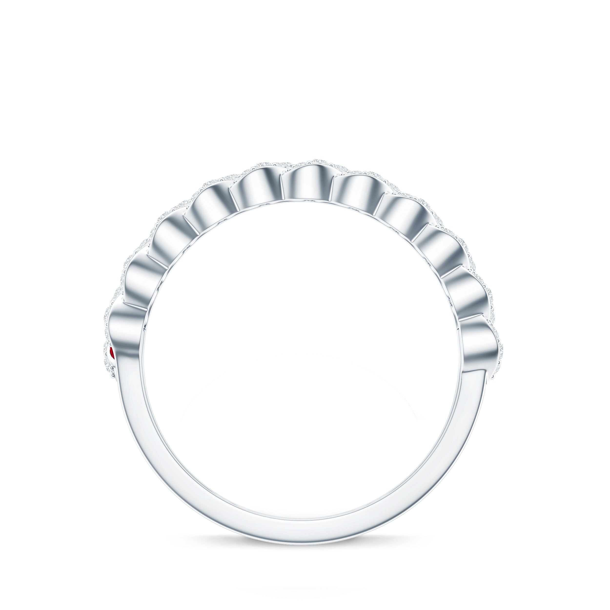 Rosec Jewels-Baguette Created Ruby Braided Eternity Band Ring with Diamond