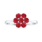 1 CT Round Cut Lab Created Ruby Cluster Ring Lab Created Ruby - ( AAAA ) - Quality - Rosec Jewels