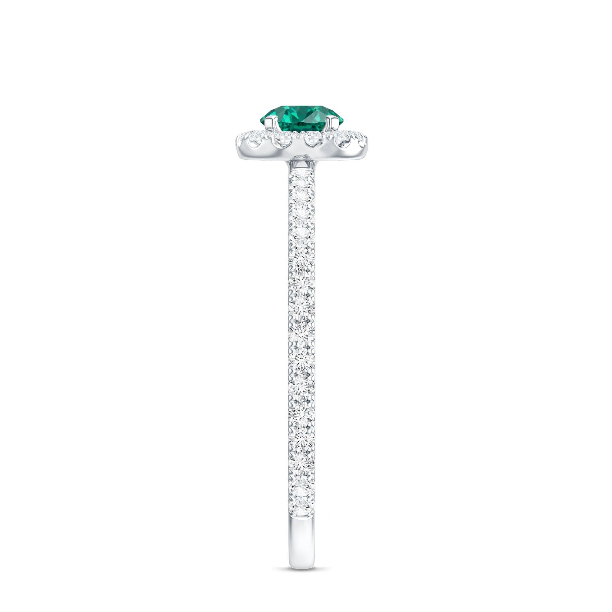 Certified Lab Grown Emerald Engagement Ring with Diamond Halo AAAA - Rosec Jewels