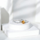 Certified Real Citrine Engagement Ring with Moissanite Wedding Band AAA - Rosec Jewels