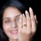 Certified Real Citrine Engagement Ring with Moissanite Wedding Band AAA - Rosec Jewels