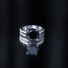 Certified 4.5 Carat Lab Grown Black Diamond Engagement Ring with Moissanite Wedding Band AAAA ( Synthetic ) - Rosec Jewels