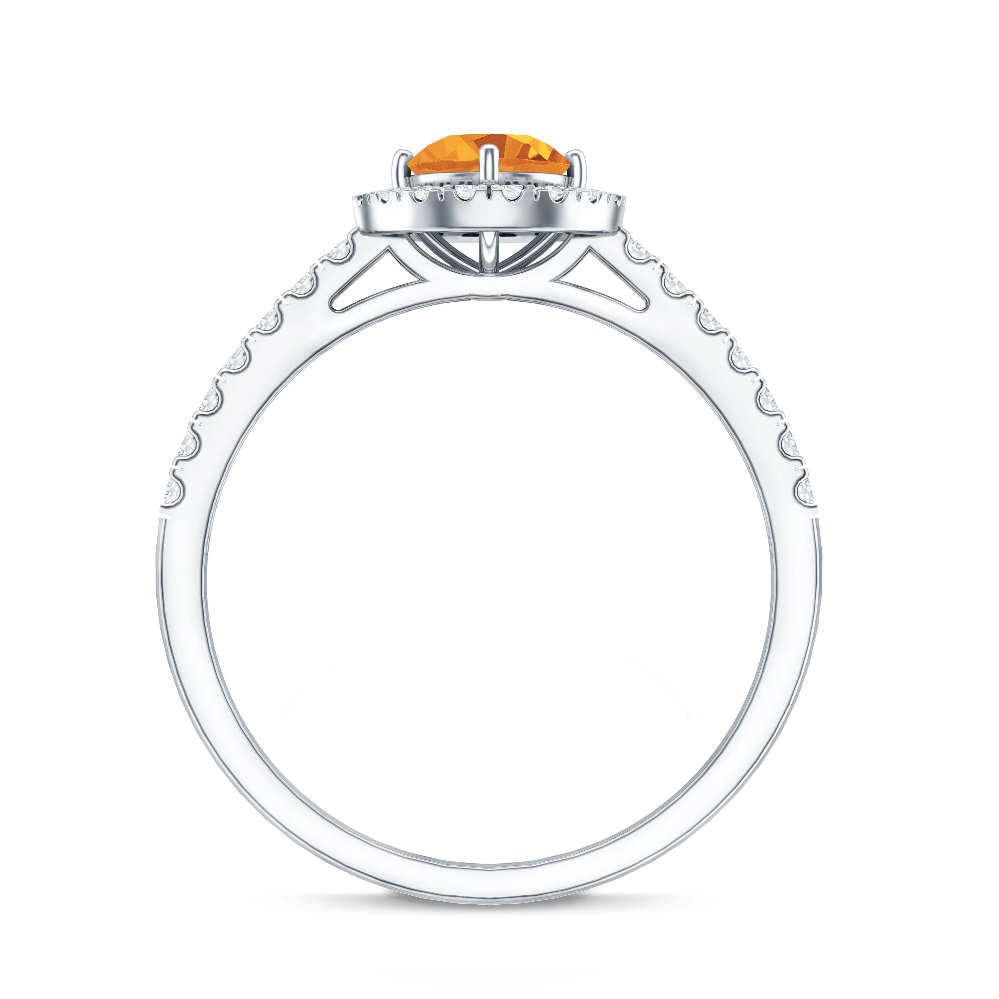 Minimalist Citrine Diamond Engagement Ring with Halo AAA - Rosec Jewels
