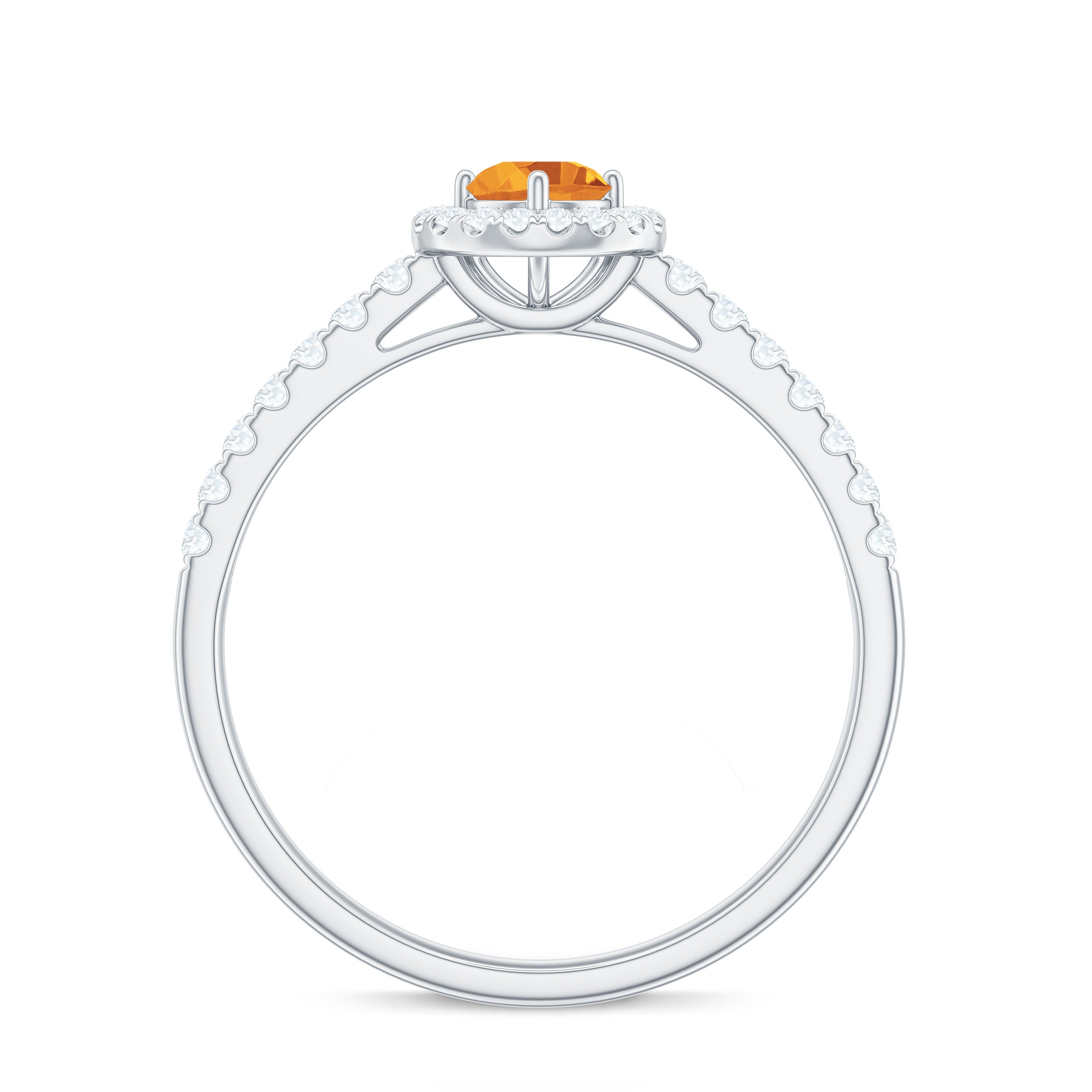 Minimalist Citrine Diamond Engagement Ring with Halo AAA - Rosec Jewels
